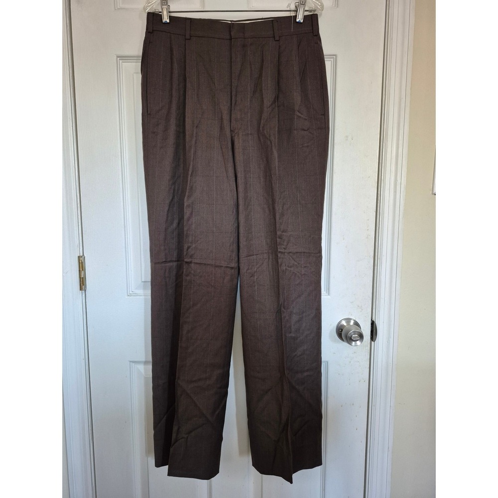 Polo University Club by Ralph Lauren Brown Pinstripe Worsted Wool Dress Pants 33